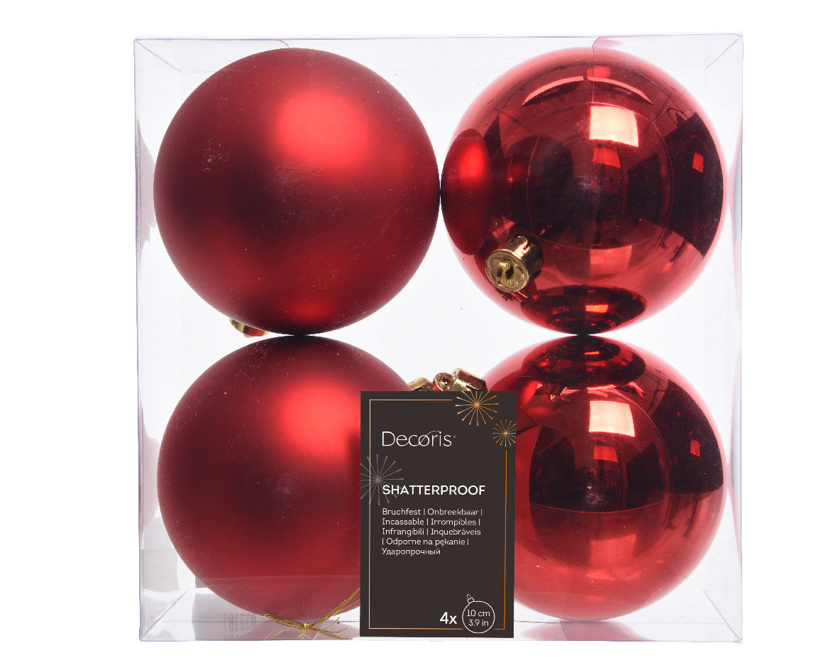 Set 4 palline natale, diametro 10cm, rosso opaco e lucido Kaemingk Set 4 palline natale, diametro 10cm, rosso opaco e lucido Kaemingk